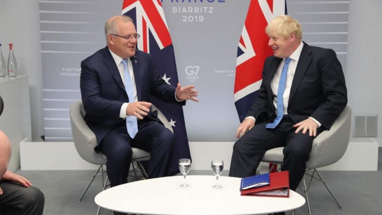 Scott Morrison and Boris Johnson.