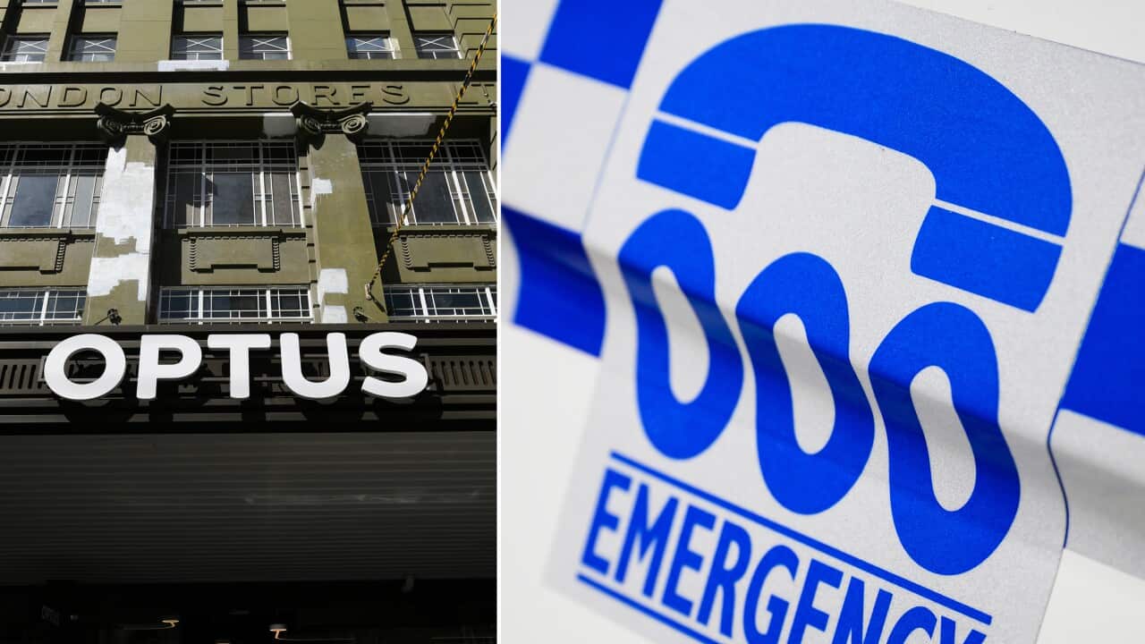 A composite image generated on Monday, September 22, 2025. Signage at an Optus store in Melbourne, Monday, September 22, 2025. (AAP Image/Erik Anderson) NO ARCHIVING