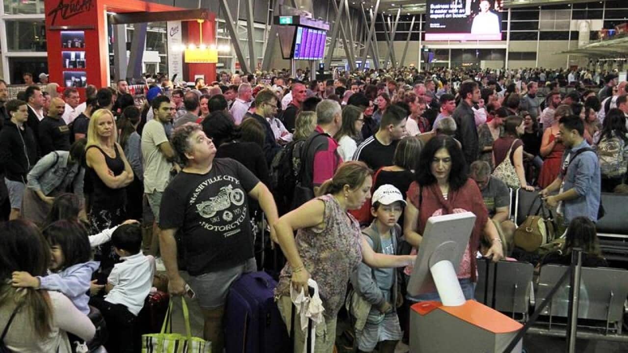 Passengers at the domestic airport in Sydney,