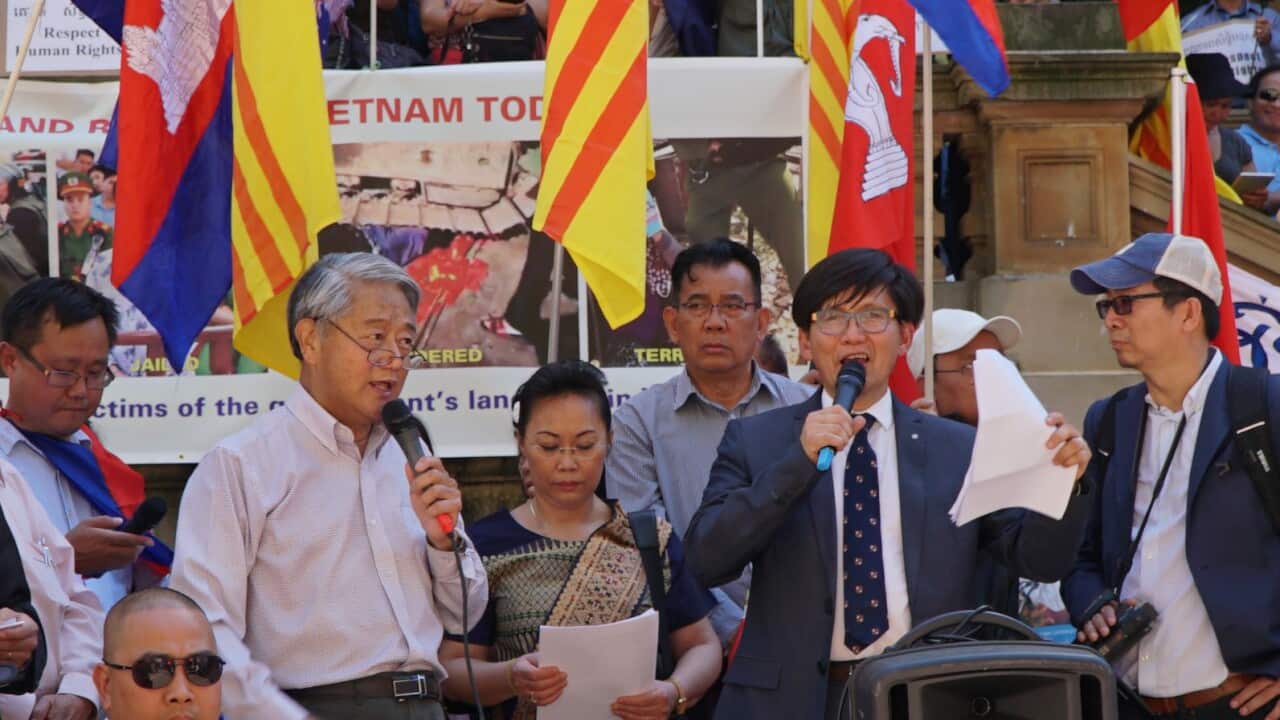 Hundreds of people have gathered at two separate rallies in Sydney to protest human rights abuses in Cambodia, Vietnam, Laos, Thailand and Myanmar.