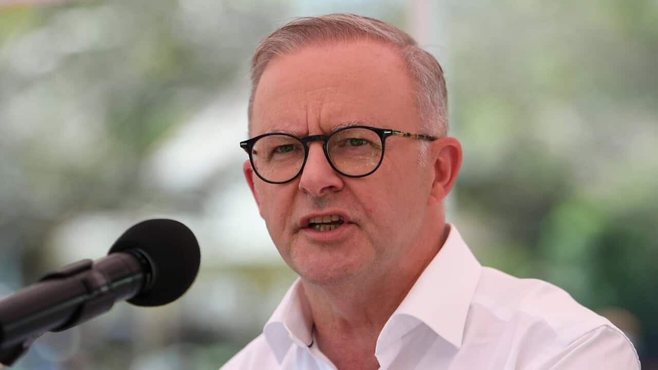 Prime Minister Anthony Albanese gives a speech (AAP).jpg