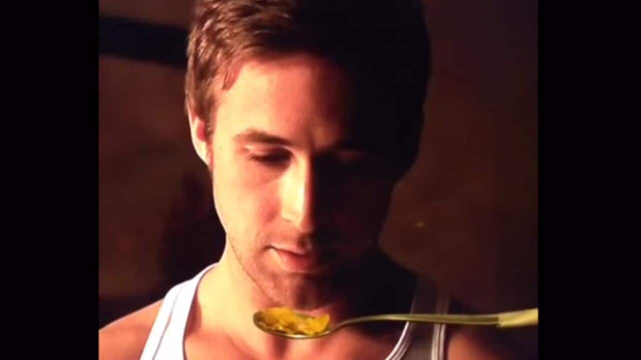 A scene from 'Ryan Gosling won't eat his cereal' meme. (YouTube)