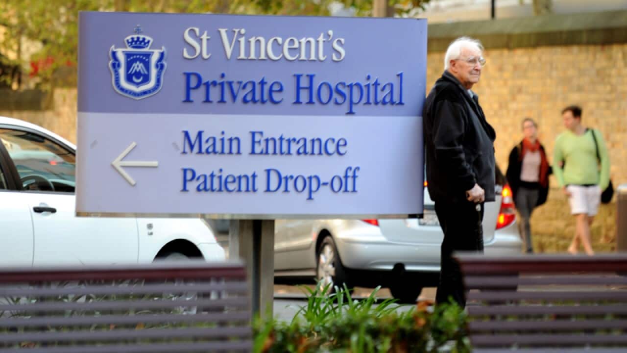 A sign for St Vincent's Hospital in Sydney