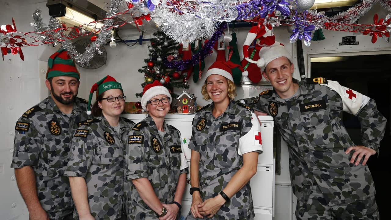 Australian soldiers celebrate Christmas overseas. (ADF)