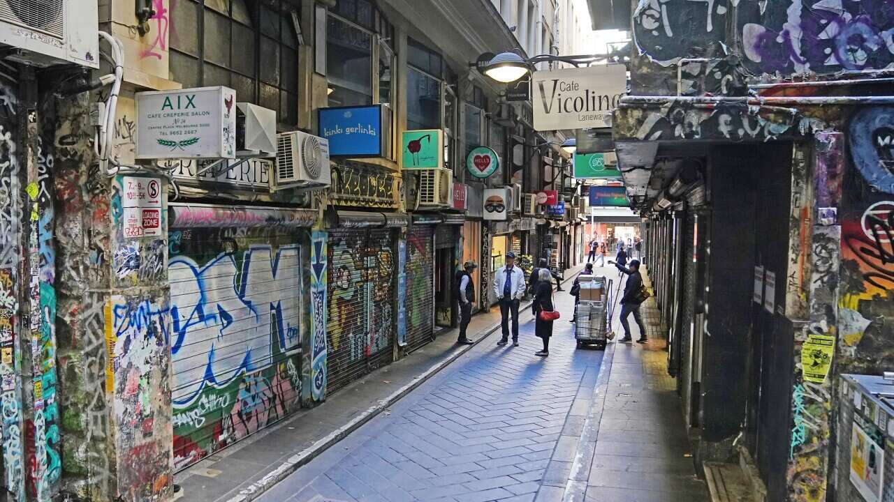 Restaurants are shut in a Melbourne laneway