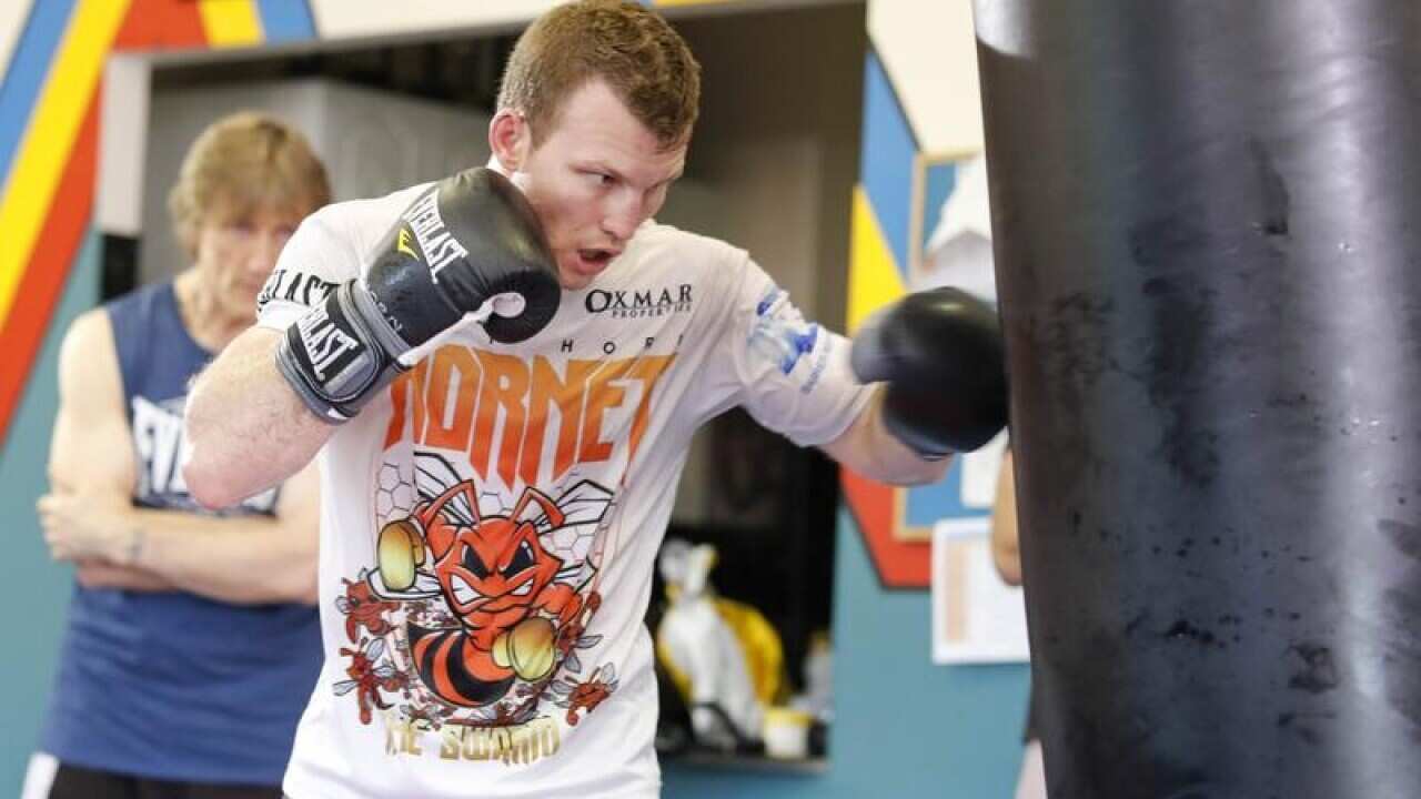 Jeff Horn during a training session in Brisbane.