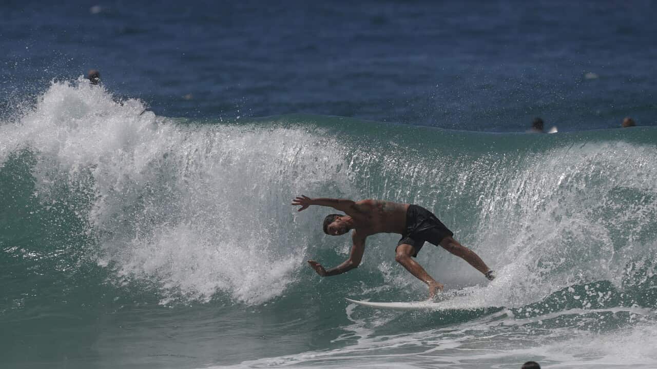 A surfer on the Gold Coast (AAP).