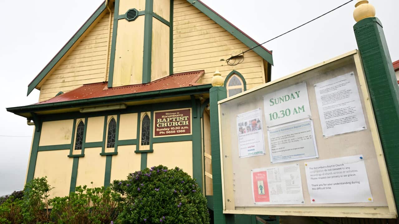 A general view of the exterior of the Korumburra Baptist church in Korumburra