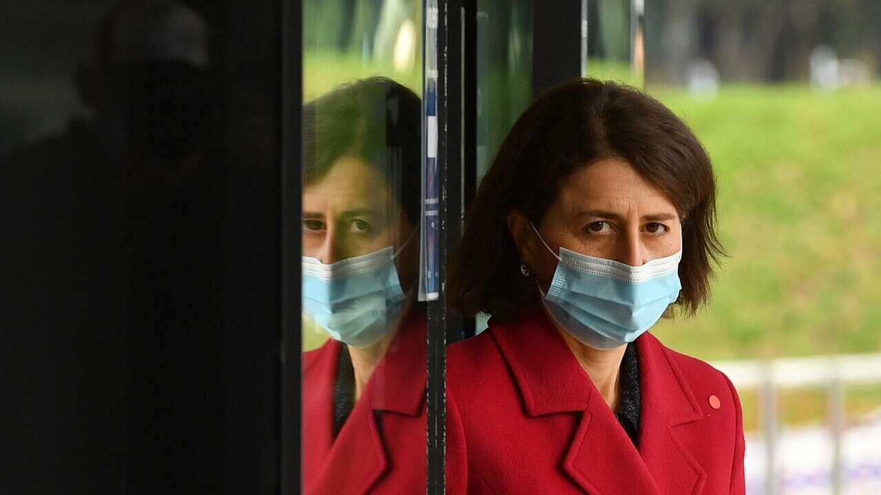NSW Premier Gladys Berejiklian arrives at a press conference to provide a COVID-19 update (AAP)