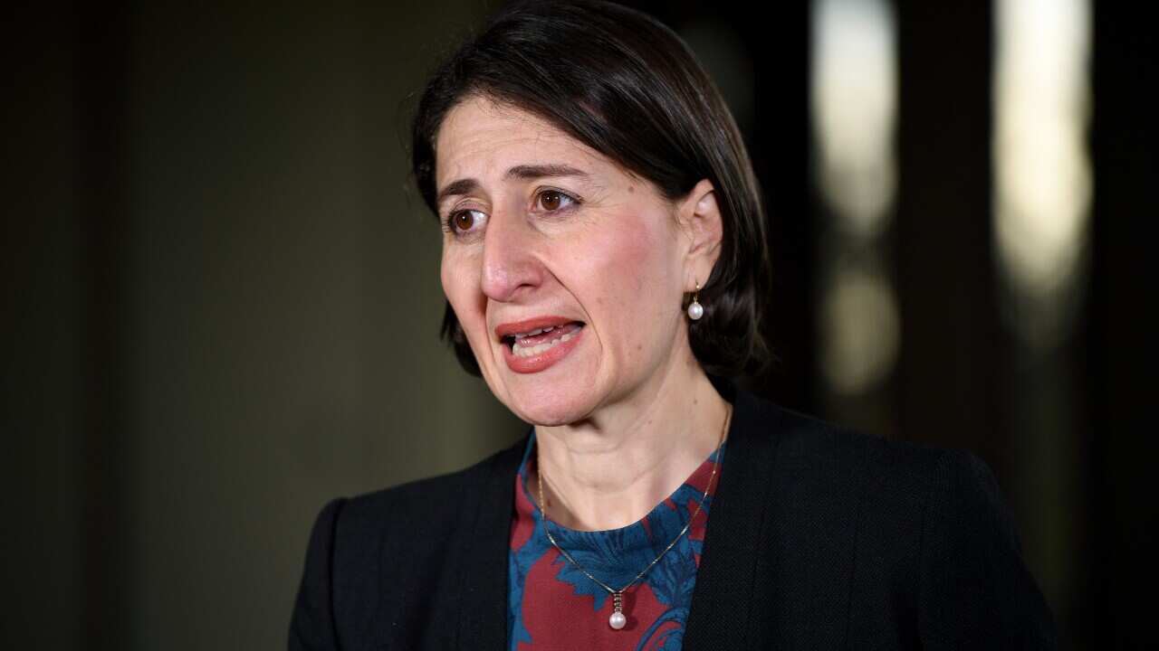 NSW Premier Gladys Berejiklian speaks to the media during a press conference in Sydney, Wednesday, May 27, 2020. (AAP Image/Joel Carrett) NO ARCHIVING
