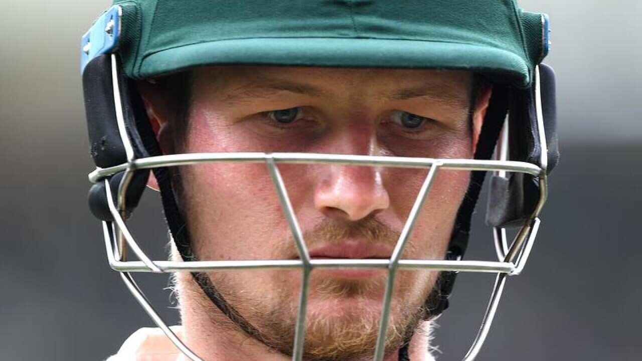 Australian batsman Cameron Bancroft departs the oval.