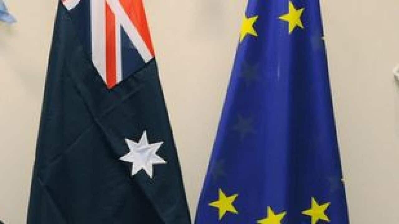 Australia-EU flags - AAP_459108284