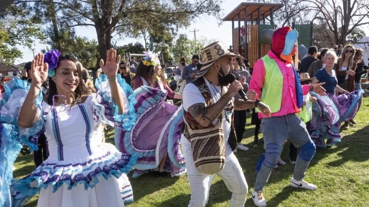 Colombian folkloric group representing the carnival of Barranquilla, in Melbourne. .jpeg