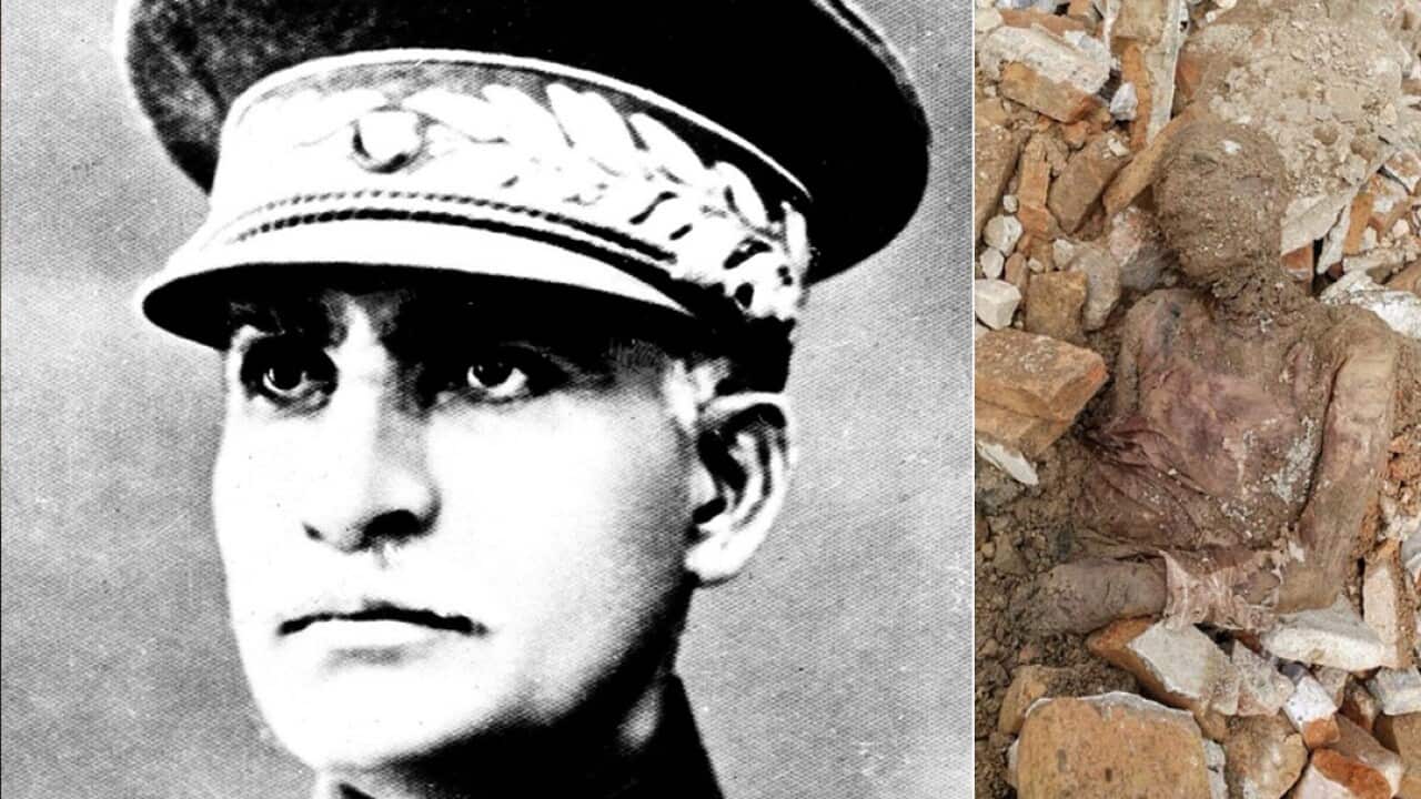 A mummified body (right) found in Iran is believed to be Reza Shah Pahlavi (left) who died in 1944.