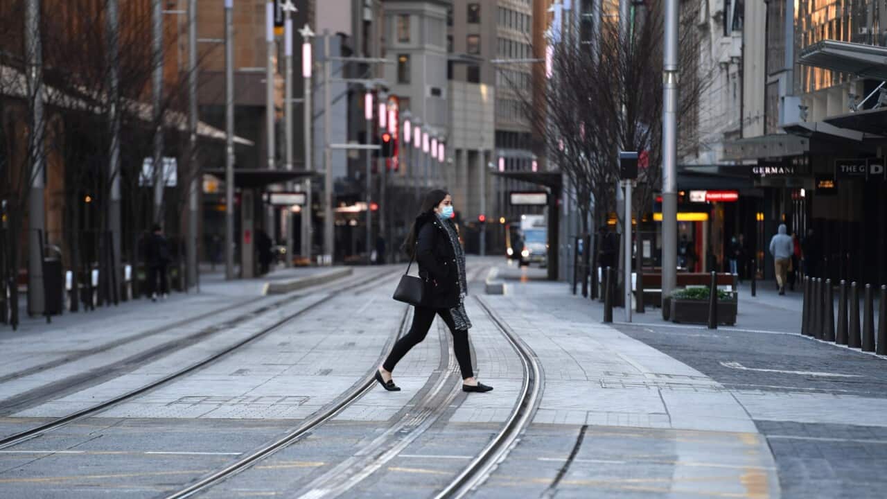 George Street, no centro de Sydney, durante lockdown