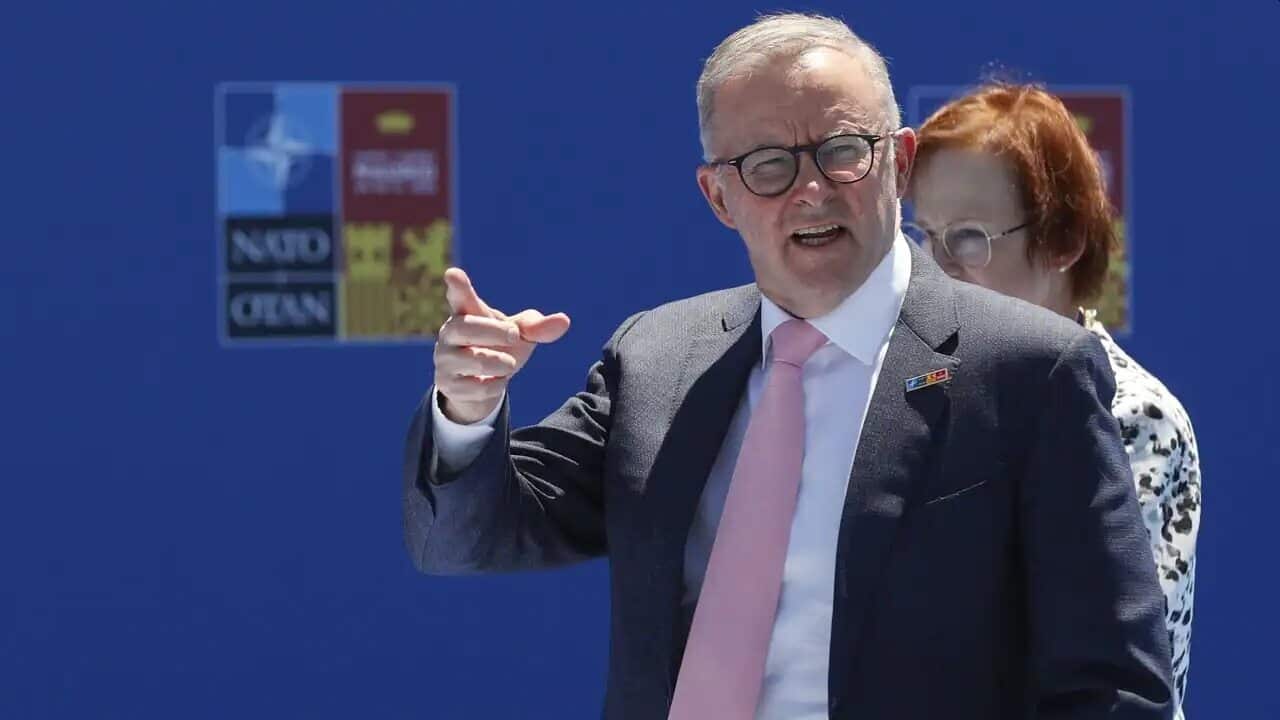 Australian Prime Minister Anthony Albanese arrives to attend the first day of the NATO summit in Madrid, Spain, on 29 June 2022.