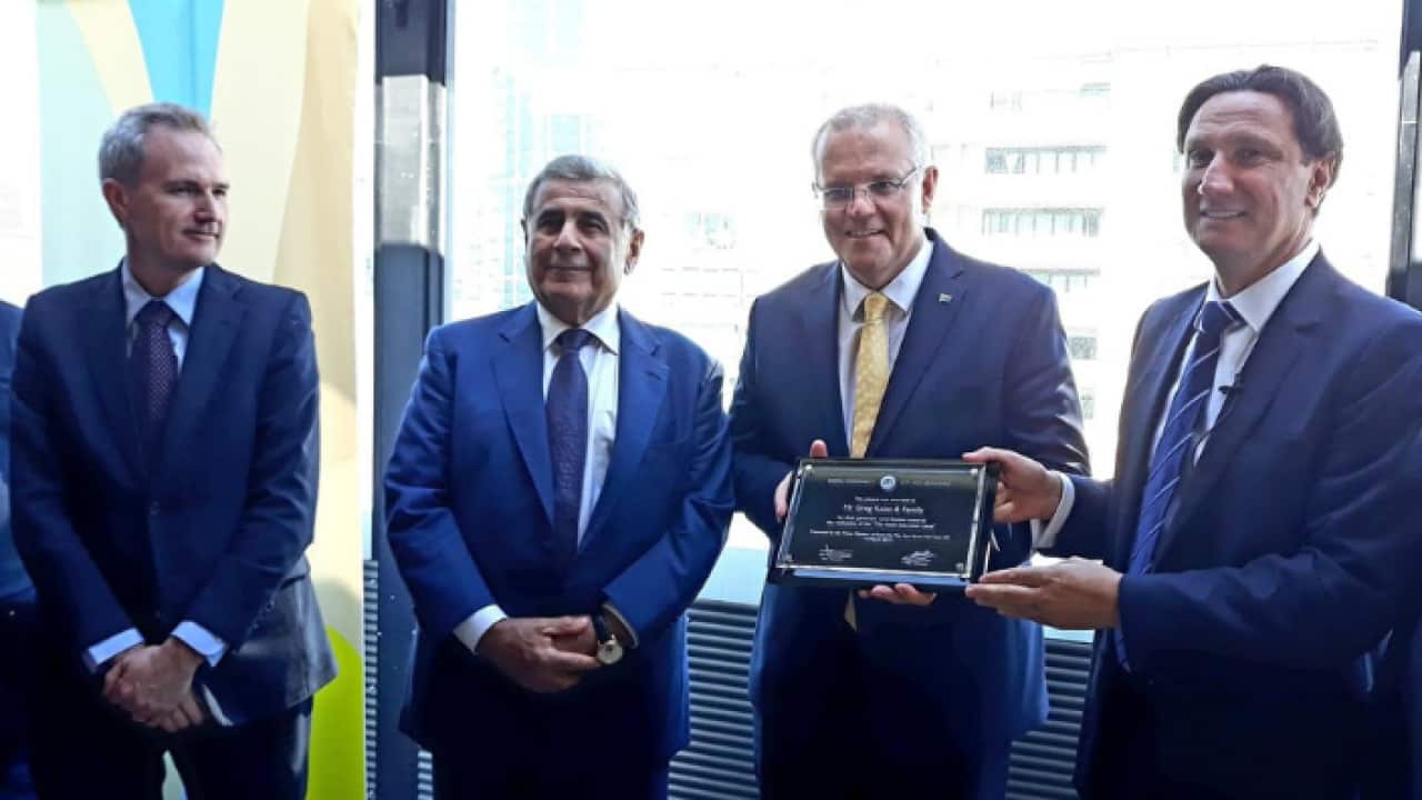 David Coleman, Minister of Immigration, Citizenship and Multicultural Affairs, Prime Minister Scott Morrison and President of GCMV, Bill Papastergiadis