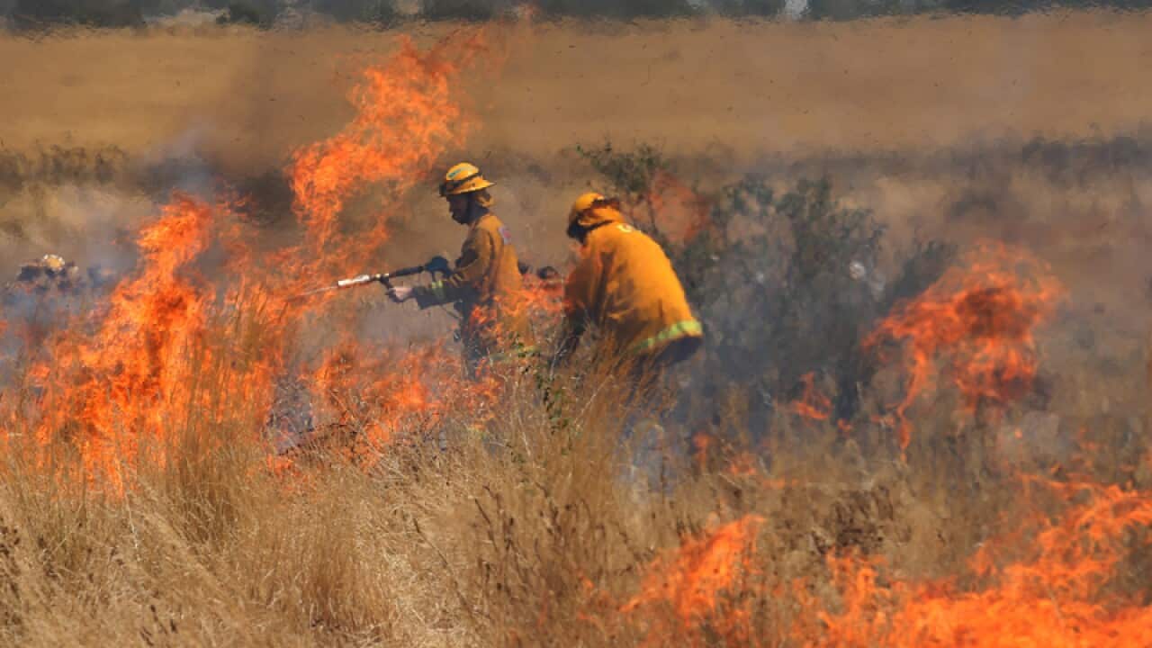 Firefighters in battle a blaze in Victoria