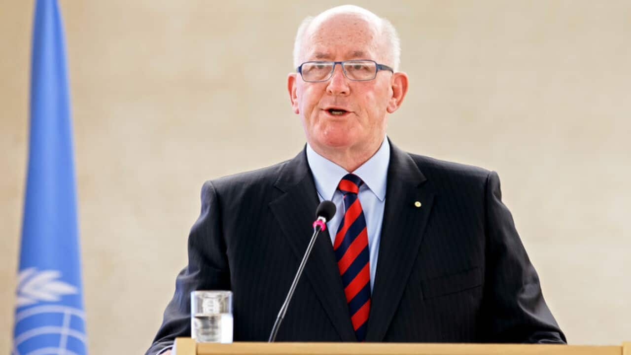 Australian Governor-General Sir Peter Cosgrove addresses the opening of the High-Level Segment of the 37th session of the Human Rights Council