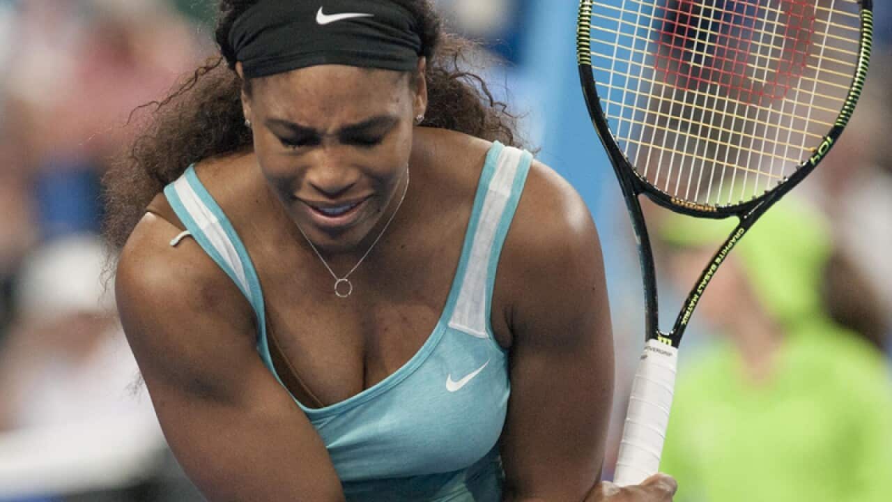 Serena Williams reacts