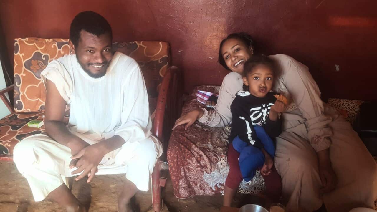 Azza Elssaid with her daughter Minnah and her 27-year-old brother Ibrahim who is now missing amid the deadly massacre (Supplied).jpg
