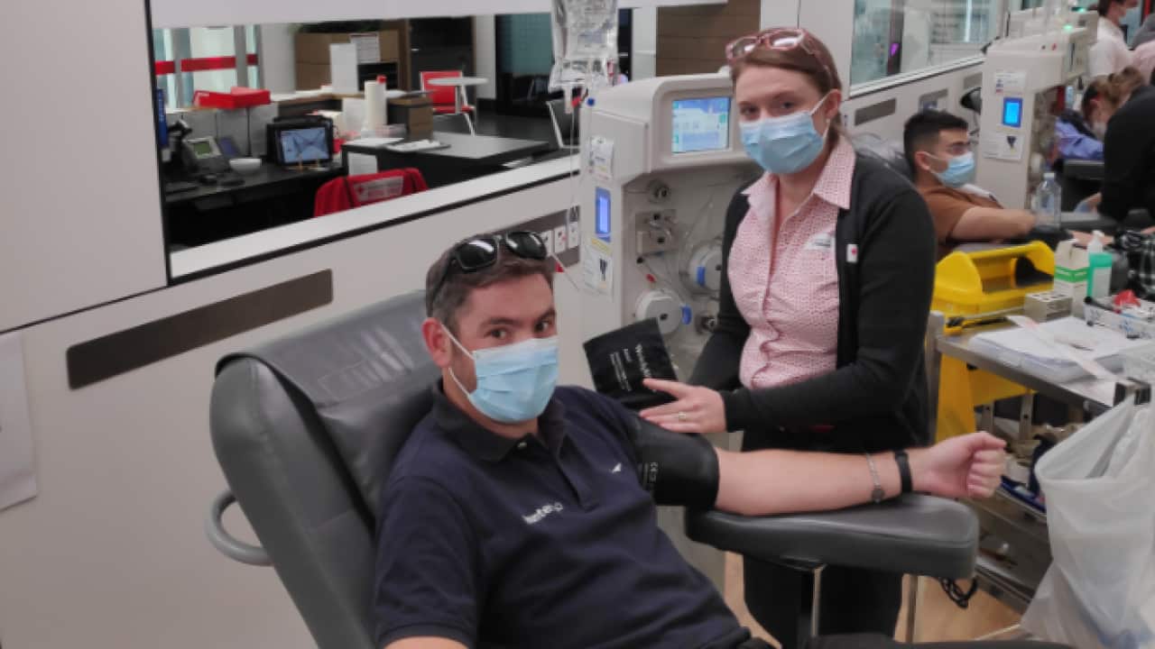 Daniel Alexander in the blood donor centre