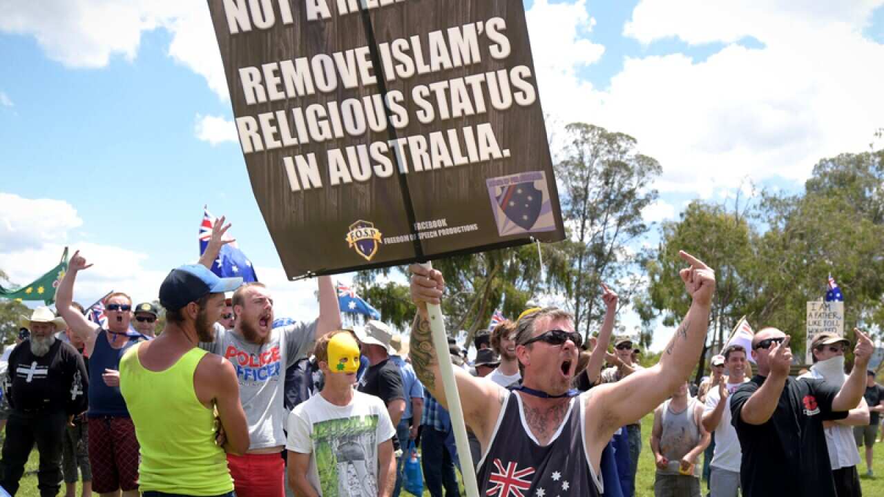 People attend an anti-Islamic Reclaim Australia