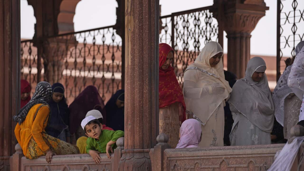 Muslims on their way to prayer for Ramadan in India