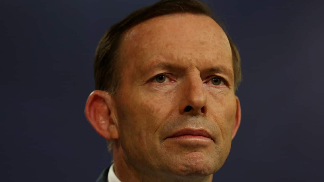 Tony Abbott at a press conference.