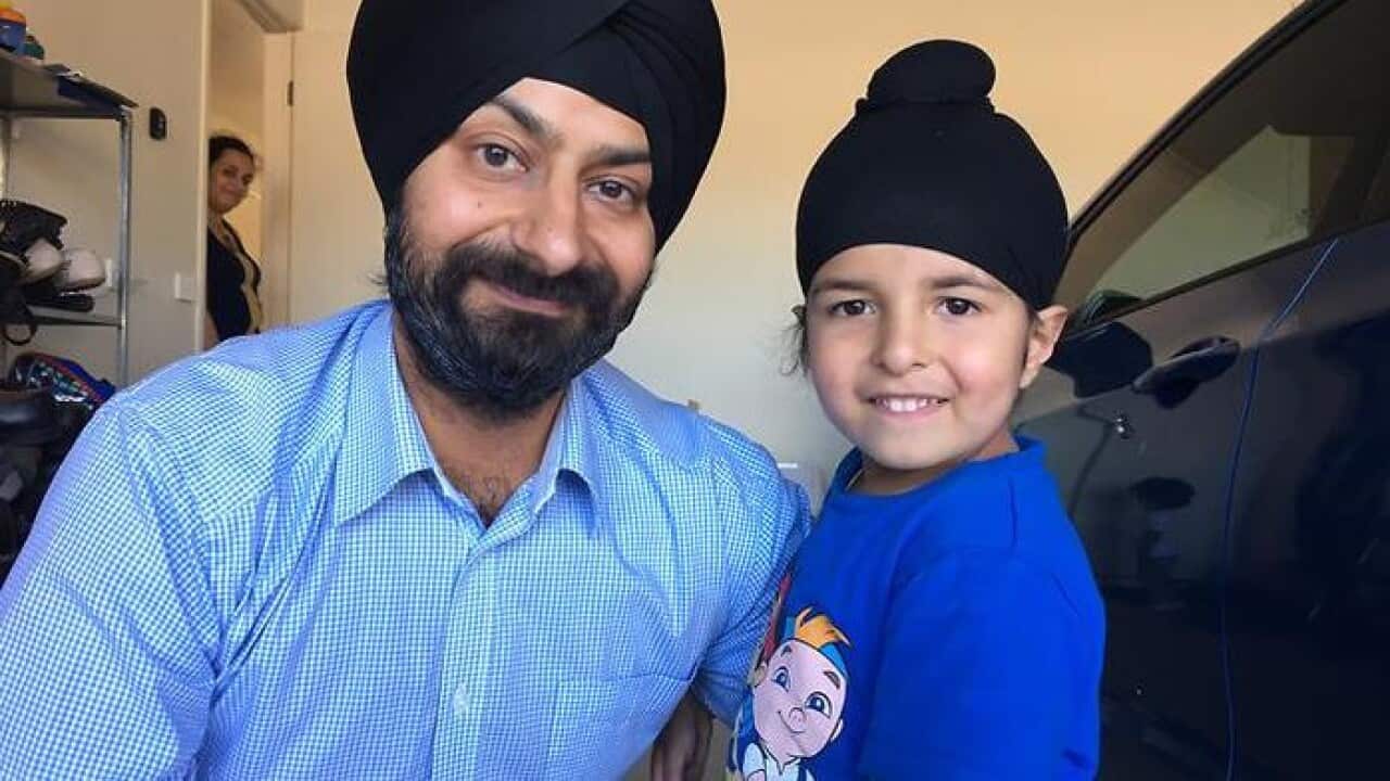 Sagardeep Singh Arora with his son