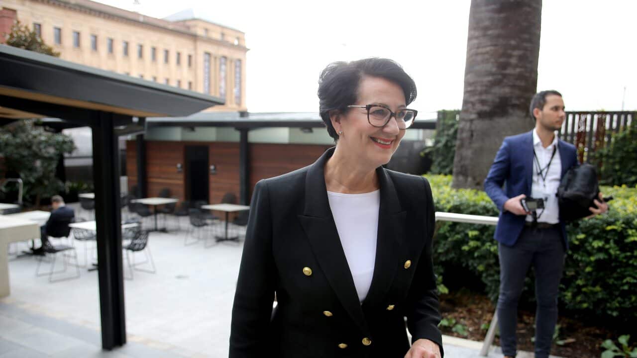 Attorney-General Vickie Chapman speaks to the media on the introduction of a bill to compensate victims of institutional child sex abuse at Parliament house in Adelaide, Wednesday, July 25, 2018. (AAP Image/Kelly Barnes) NO ARCHIVING
