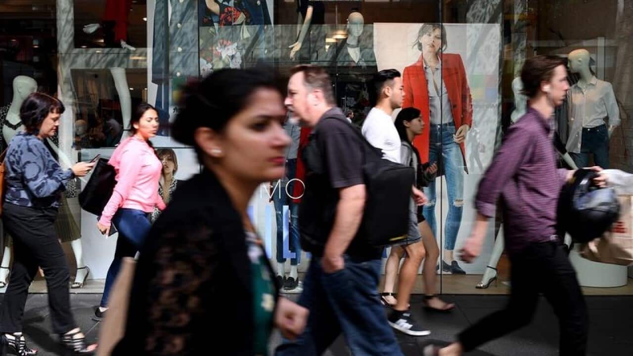 Shoppers at Pitt Street mall in Sydney