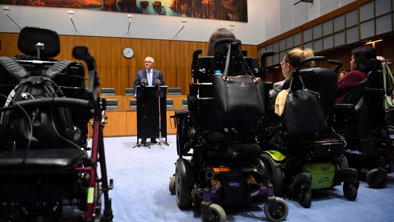 Australian Prime Minister Scott Morrison speaks during a Spinal Muscular Atrophy event at Parliament House