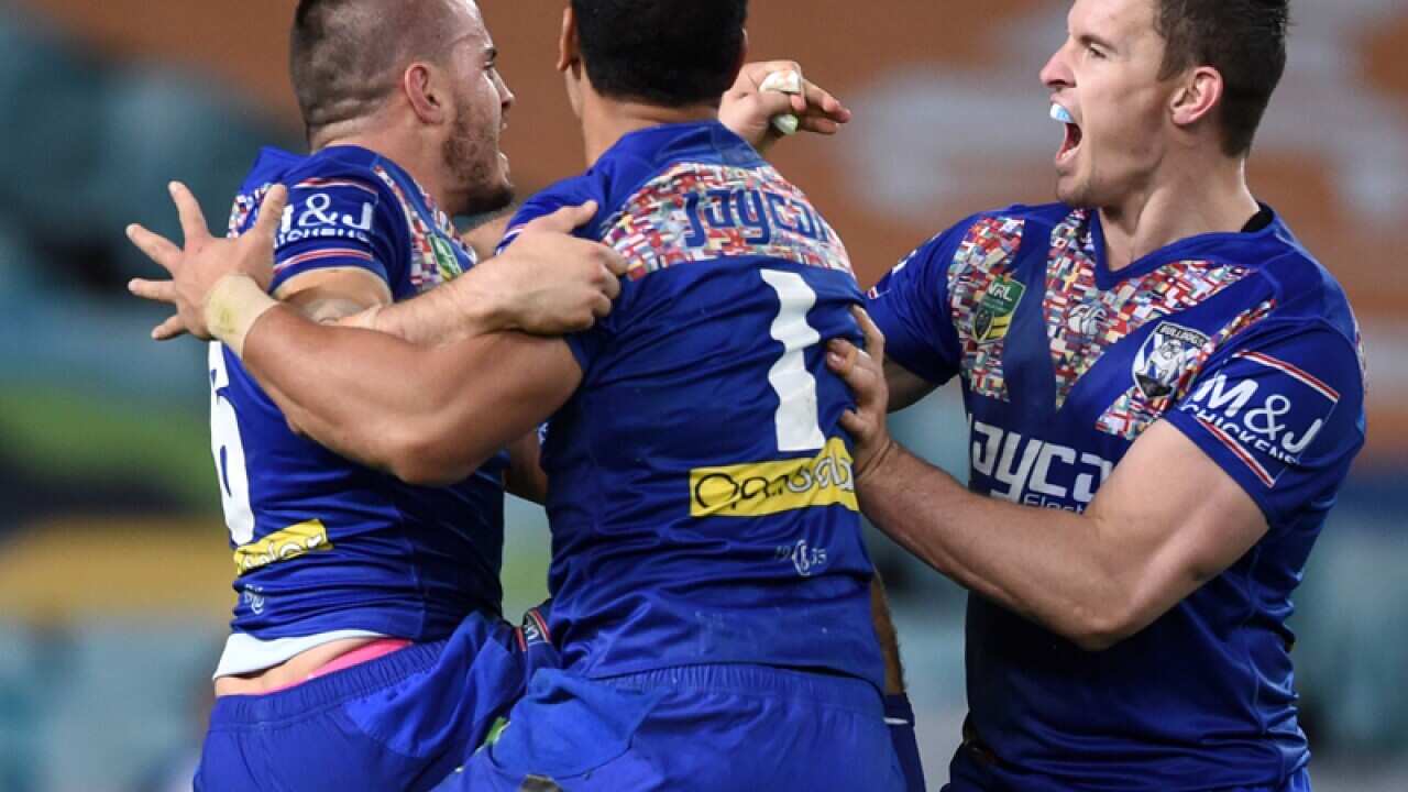 Josh Reynolds (left) of the Bulldogs
