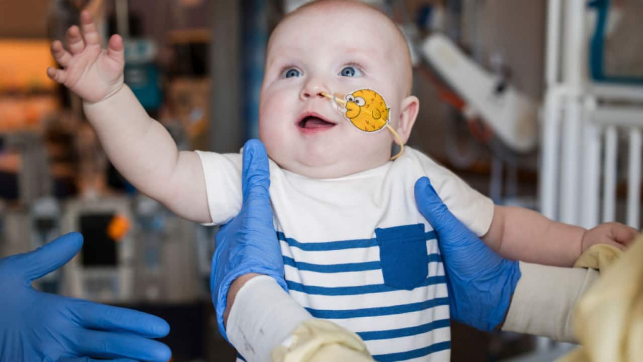 Baby KJ Muldoon in hospital in April (Chloe Dawson).png