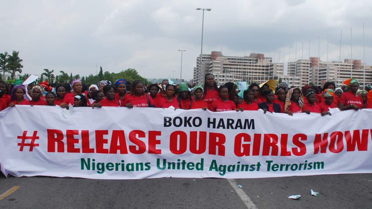 The Nigerians United Against Terrorism group attend a demonstration