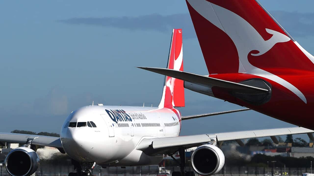 A Qantas Airbus A330 aircraft at Sydney Domestic Airport