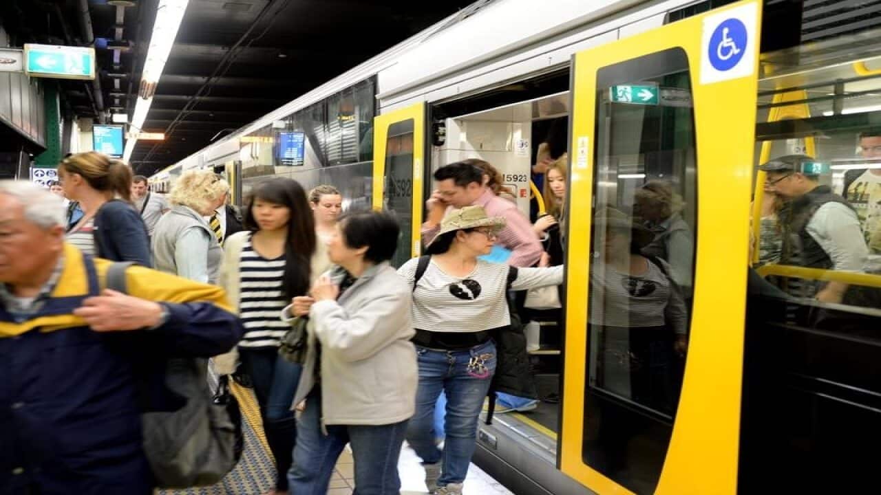 A file image of Passengers at Town Hall railway station