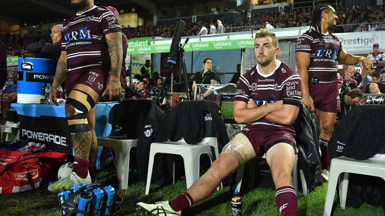 Addin Fonua-Blake (L) and Lachlan Croker