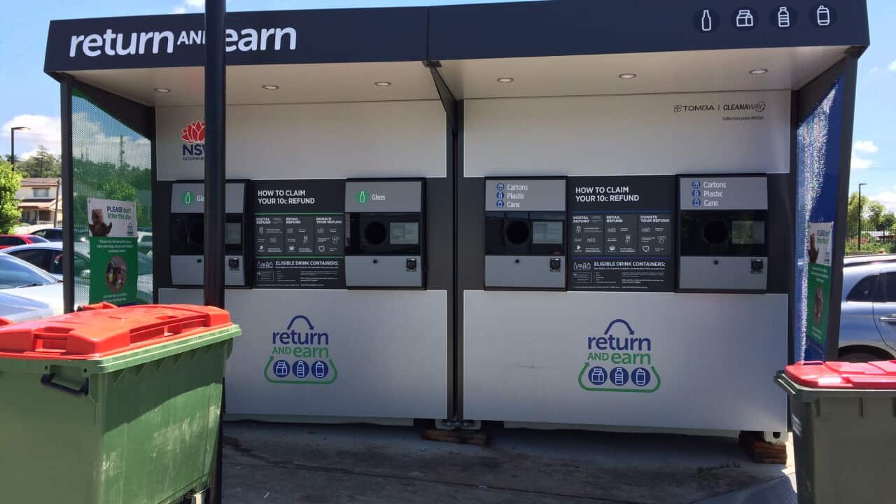 Reverse vending machine for the NSW Container Deposit Scheme at the Kooringal Mall.