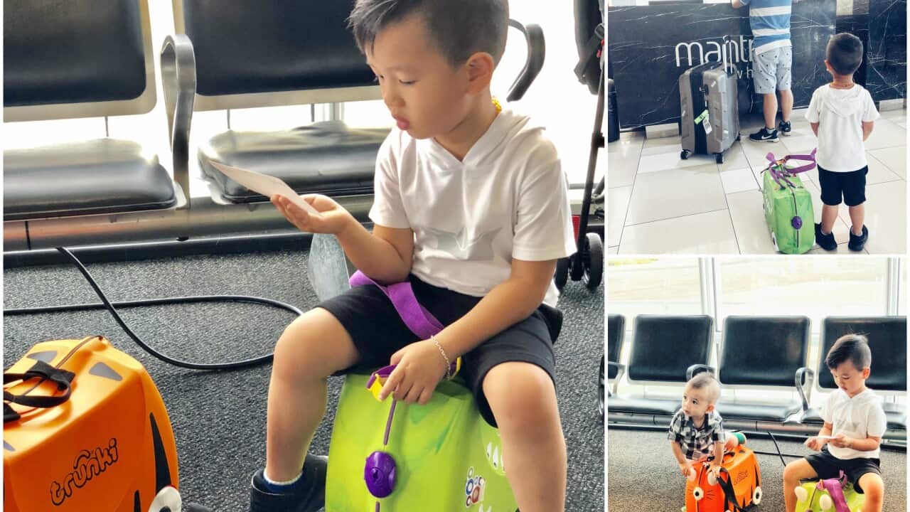 Hai bé Subi (5 tuổi) và Subo (19 tháng tuổi) trong chuyến đi chơi xa cùng bố mẹ.