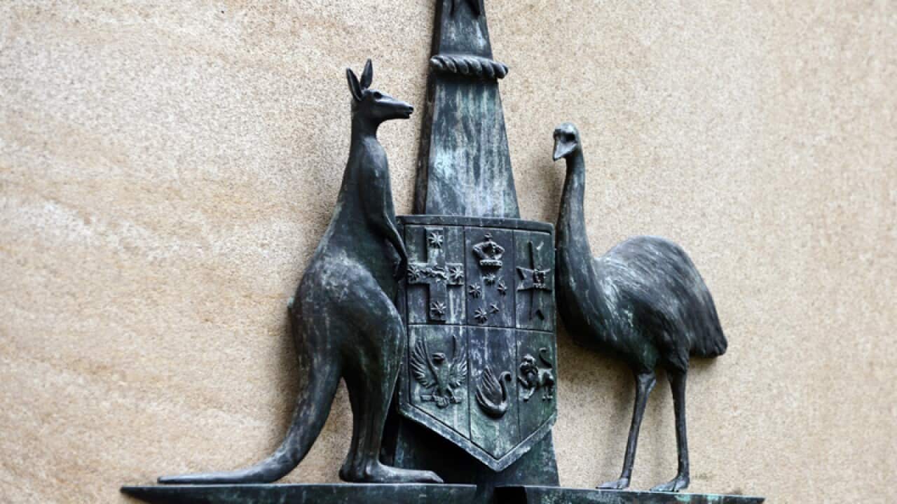 The Australian Coat of Arms outside the Federal Court in Brisbane