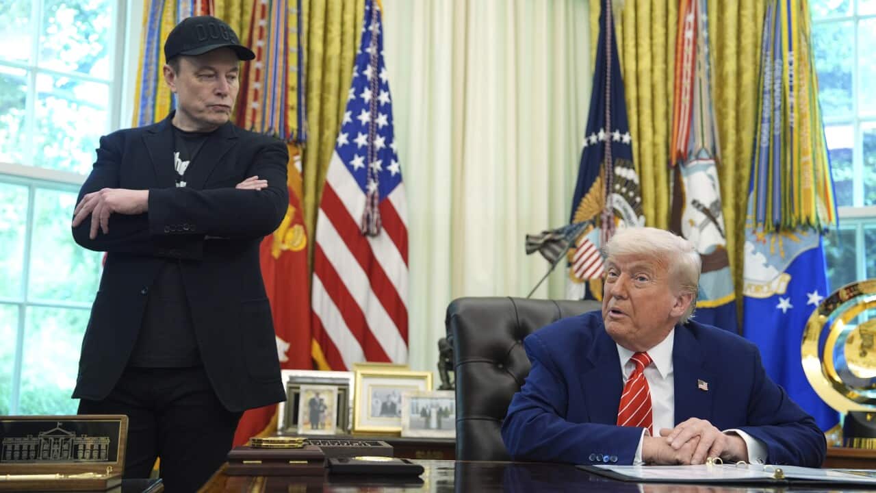Elon Musk e il Presidente degli Stati Uniti Donald Trump in una conferenza stampa nello Studio Ovale, 30 maggio 2025.
