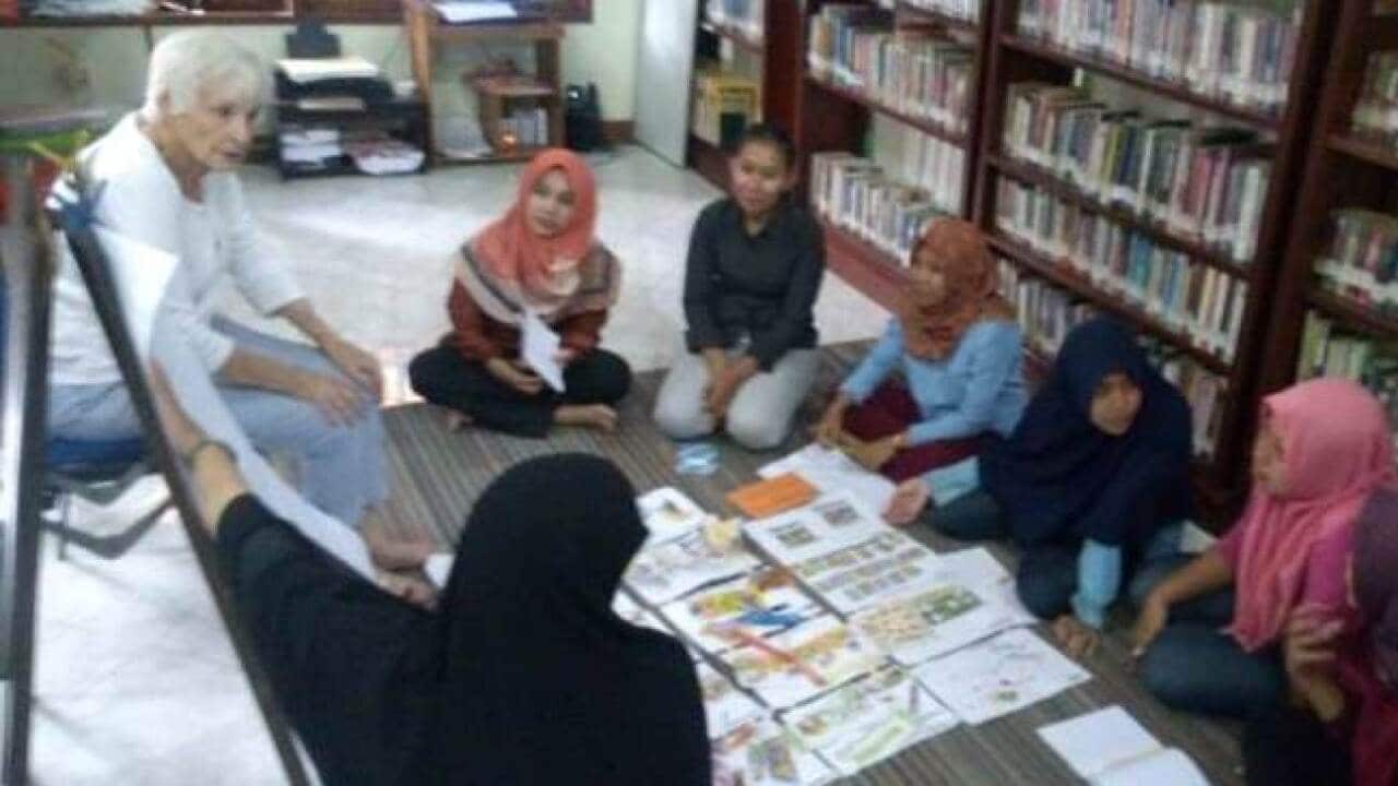 Dr Margaret Shore with Program Consultant, Ms Riri and SMS Play Group Teachers during In-Service Training Session: Creativity for young children - 29th Jan 2019.