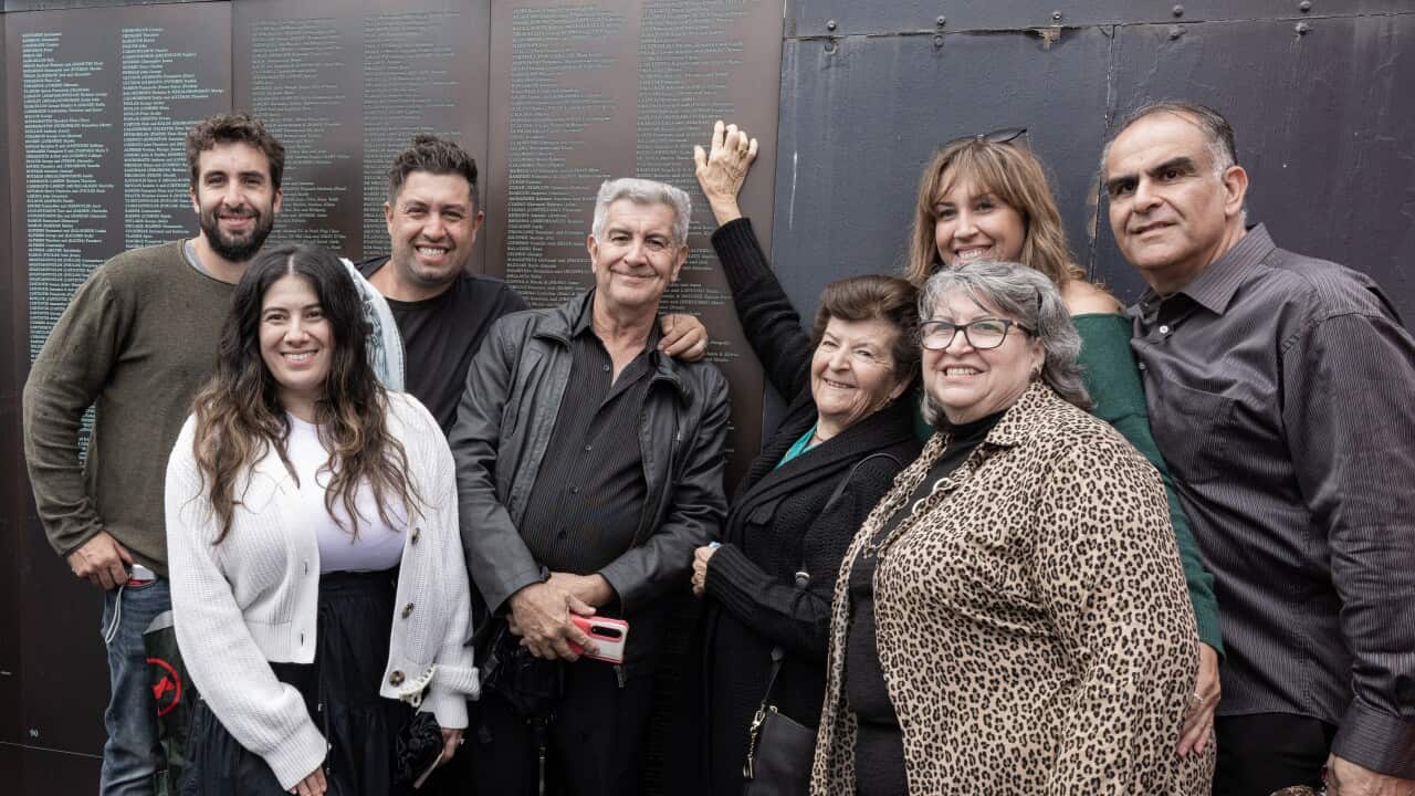 Descendants of Italian migrants at the inauguration of the Italian panel of the Welcome Wall.