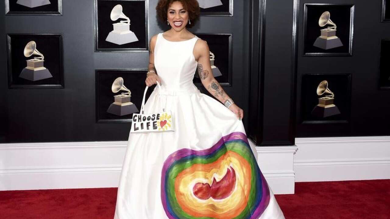 Joy Villa arrives at the 60th annual Grammy Awards