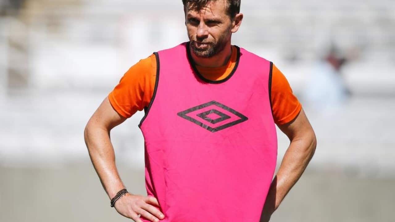 Brett Holman trains with the Brisbane Roar at Ballymore.