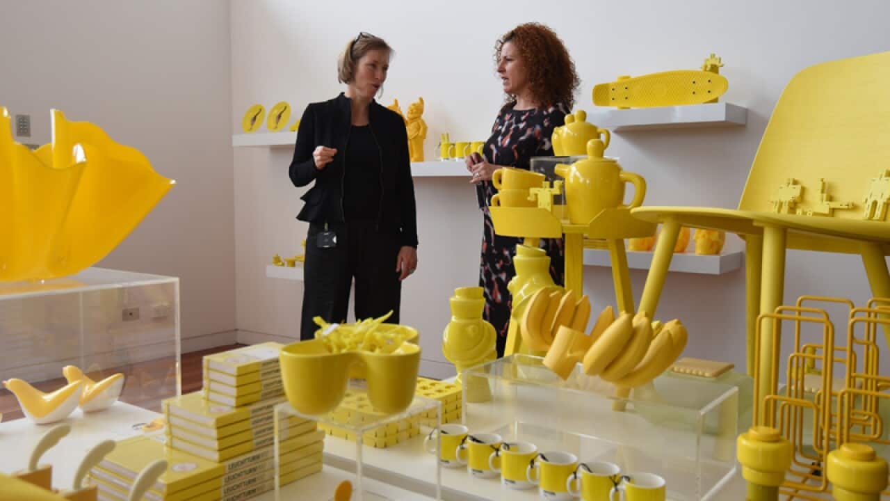 Visitors in the new NGA Contemporary artspace in Canberra