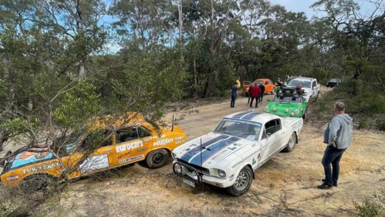 Entrants for the 2022 event gather to test cars and meet other participants (Supplied Perth-Sydney Marathon).jpg