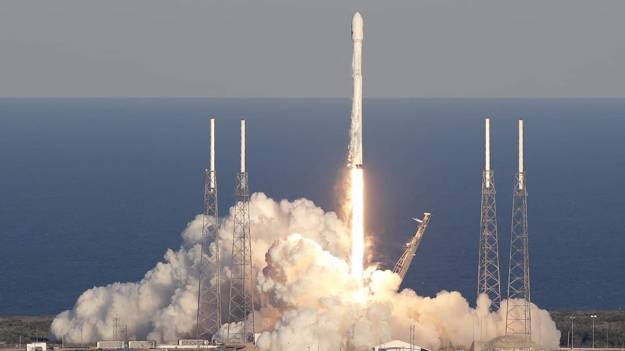 A SpaceX Falcon 9 rocket transporting the Tess satellite lifts off from launch complex 40 at the Cape Canaveral Air Force Station in Cape Canaveral, Fla., Wednesday, April 18, 2018.